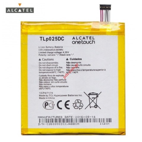 Γνήσια μπαταρία Alcatel OT 8050D Pixi 4 (6) TLp025DC Lion 2580mah 3.8V Internal (LIMITED STOCK) Γνήσια μπαταρία Alcatel OT 8050D Pixi 4 (6) TLp025DC Lion 2580mah 3.8V Internal (LIMITED STOCK)