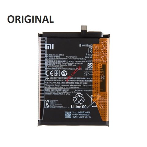 Γνήσια μπαταρία BM53 Xiaomi Mi 10T (M2007J3SG), Mi 10T Pro (M2007J3SY) Lion 5000mAh 3.85V Bulk ORIGINAL Γνήσια μπαταρία BM53 Xiaomi Mi 10T (M2007J3SG), Mi 10T Pro (M2007J3SY) Lion 5000mAh 3.85V Bulk ORIGINAL