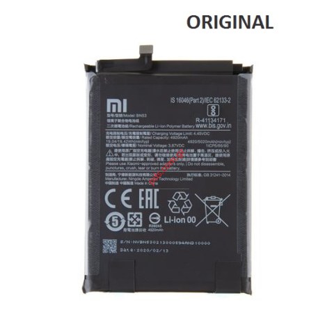 Γνήσια μπαταρία BN53 Xiaomi Redmi Note 9 Pro (M2003J6B2G) Lion 5020mAh 3.8V (Service Pack) ORIGINAL Bulk Γνήσια μπαταρία BN53 Xiaomi Redmi Note 9 Pro (M2003J6B2G) Lion 5020mAh 3.8V (Service Pack) ORIGINAL Bulk
