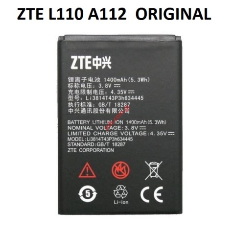 Γνήσια μπαταρία ZTE Blade L110 A112 Lion 1500mAh 3.7V (Li3814T43P3h634445) Bulk ΕΞΑΝΤΛΗΘΗΚΑΝ Γνήσια μπαταρία ZTE Blade L110 A112 Lion 1500mAh 3.7V (Li3814T43P3h634445) Bulk ΕΞΑΝΤΛΗΘΗΚΑΝ