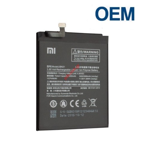 Μπαταρία (OEM) Xiaomi BN31 Redmi Note 5A Lion 3080mah INTERNAL. Μπαταρία (OEM) Xiaomi BN31 Redmi Note 5A Lion 3080mah INTERNAL.