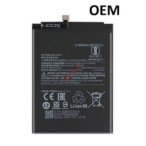 Battery Xiaomi BN55 Redmi Note 9s OEM Lion 5020mAh Internal (CHINA OEM) Battery Xiaomi BN55 Redmi Note 9s OEM Lion 5020mAh Internal (CHINA OEM)