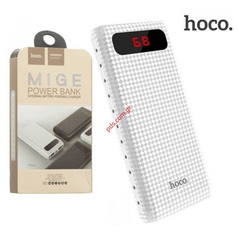 Εξωτερική μπαταρία Power Bank HOCO B20A Mige 20.000mAh White με ενισχυμένη χωρητικότητα για πολλούς τύπους κινητών