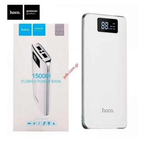 Εξωτερική μπαταρία Power Bank HOCO B23A 15000mAh White BOX με ενισχυμένη χωρητικότητα για πολλούς τύπους κινητών σε λευκό χρώμα