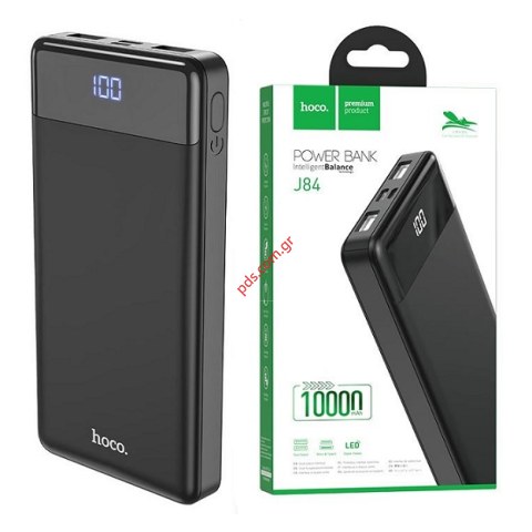 Εξωτερική μπαταρία Power Bank HOCO J84 10.000mAh Black με 2 Output USB-C με ενισχυμένη χωρητικότητα για πολλούς τύπους κινητών