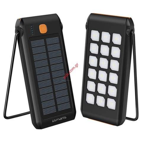 Φορητή μπαταρία Power Bank 4Smarts Solar 10000mAH PD 18W με φακό Flash Light και στήριγμα stand Black