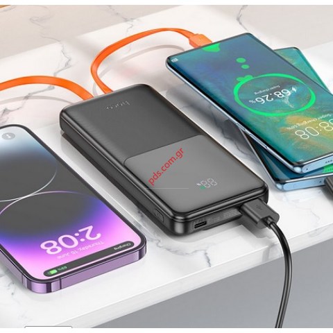 Φορητή μπαταρία Power Bank Hoco J119 10000mAh PD3.0, PD20W, QC3.0, QC2.0 2 cables USB-C & Lighting Μαύρο Box
