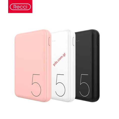 Φορητός φορτιστής μπαταρίας RECCI RU-5000 Lion 5000 mAh Black BOXσε μαύρο χρώμα BOX