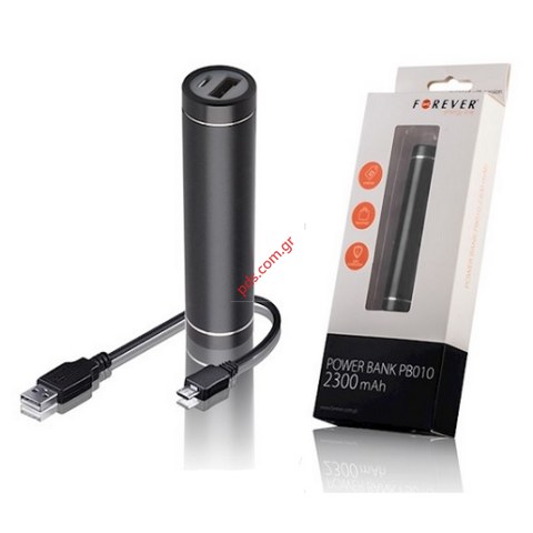 Power Bank Forever PB-010 Tube Lion 2300 mAh Black Φορητός φορτιστής μπαταρίας σε μαύρο χρώμα BOX