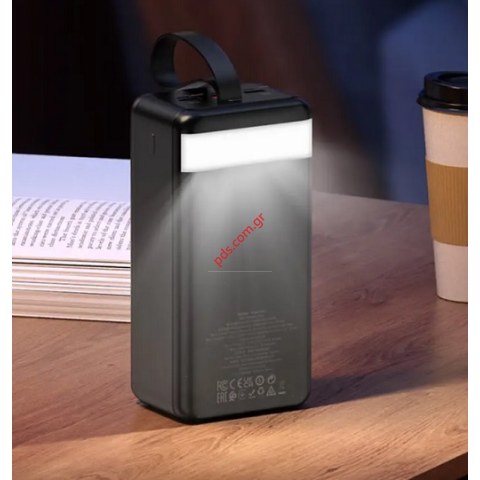 Power Bank Hoco J123C Element 60000mAh με Φακό PD3.0, PD20W, QC3.0, QC2.0 με 3xUSB-A και USB-C Μαύρο Box