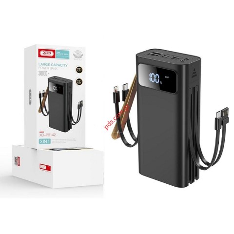 Powerbank XO PR142 με Καλώδιο 30000mAh (4 input 5 output) Black Box