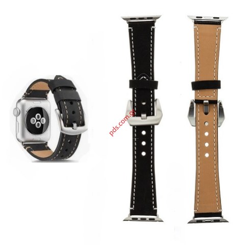 Δερμάτινο λουράκι Apple iWatch 1/2/3/4/5/6/SE 42/44mm TC-290 Black σε μαύρο χρώμα Δερμάτινο λουράκι Apple iWatch 1/2/3/4/5/6/SE 42/44mm TC-290 Black σε μαύρο χρώμα