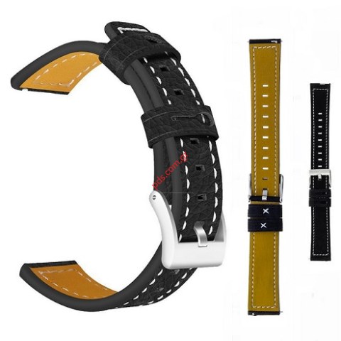 Γνήσιο δερμάτινο λουράκι 20mm TC-042 Black Leather Band σε μαύρο χρώμα Γνήσιο δερμάτινο λουράκι 20mm TC-042 Black Leather Band σε μαύρο χρώμα