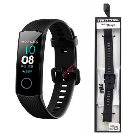 Λουράκι ρολογιού Silicone Honor Band 4-5 TC-438 Black σε μαύρο χρώμα Λουράκι ρολογιού Silicone Honor Band 4-5 TC-438 Black σε μαύρο χρώμα