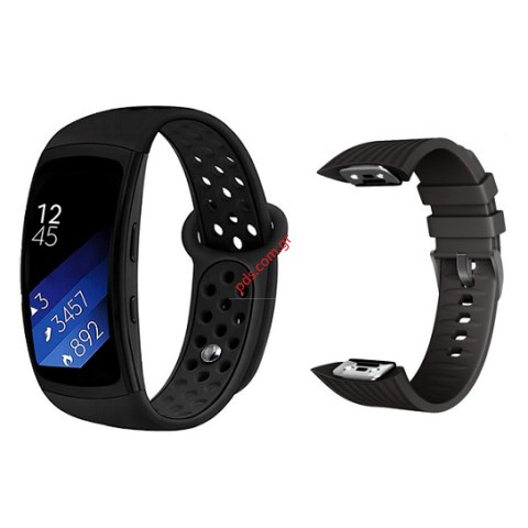 Λουράκι ρολογιού Silicone Samsung Galaxy Fit 2 Pro TC-206 Black Double σε μαύρο χρώμα