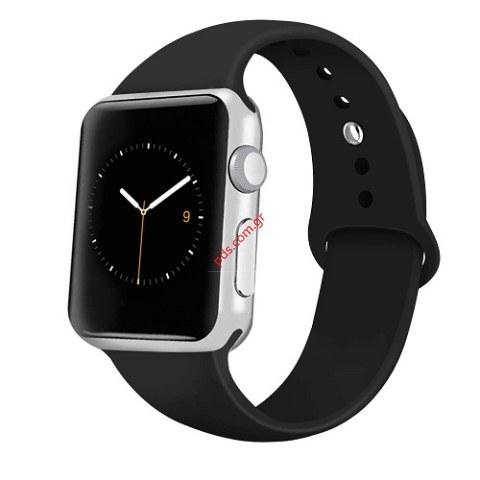 Λουράκι Silicone Black Apple iWatch 1/2/3/4/5/6/SE 42/44mm σε μαύρο χρώμα Λουράκι Silicone Black Apple iWatch 1/2/3/4/5/6/SE 42/44mm σε μαύρο χρώμα