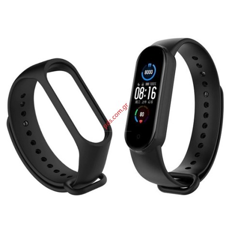 Λουράκι Silicone Xiaomi Mi Band 5 (TC-661) Black Band IP67 σε μαύρο χρώμα Λουράκι Silicone Xiaomi Mi Band 5 (TC-661) Black Band IP67 σε μαύρο χρώμα