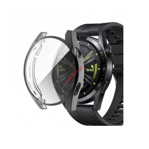 Θήκη με τζάμι για Huawei GT3 46mm smartwatch Black clear Blister Θήκη με τζάμι για Huawei GT3 46mm smartwatch Black clear Blister