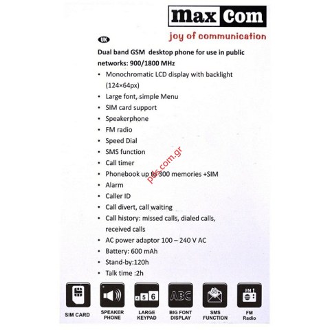 Telefon GSM Maxcom MM28D mobile Dual Band FM Radio