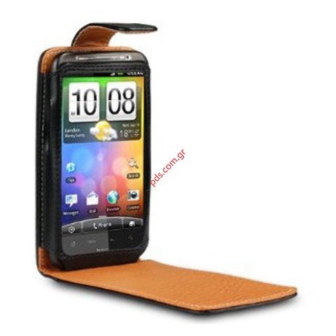 Δερμάτινη θήκη HTC Desire HD flip open type Black
