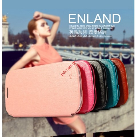 Δερμάτινη θήκη KLD Enland Samsung Galaxy S3 i9300 πορτοκαλί ανοιχτό (Somon)