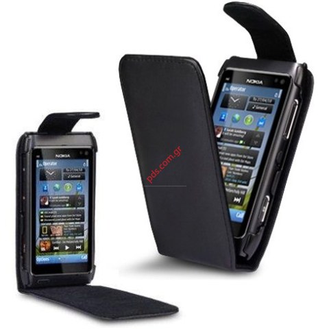 Δερμάτινη θήκη  Nokia N8-00 flip open type Black