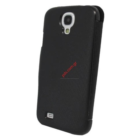Δερμάτινη θήκη πλάγιας στάσης Samsung i9500 Galaxy S4 Black με πορτάκι σε μαύρο χρώμα