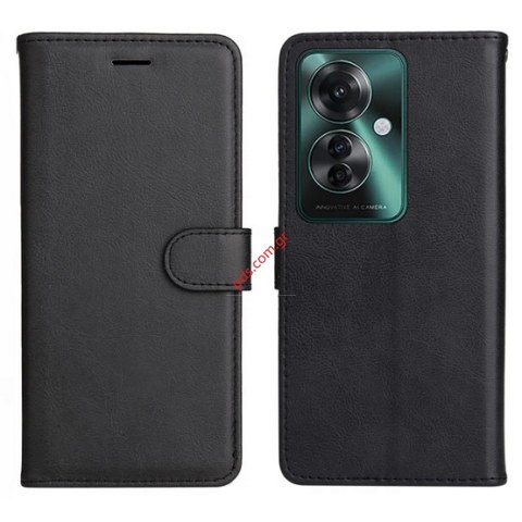 Δερμάτινη θήκη βιβλίο OPPO Reno 11 F 5G Black Book Flip σε μαύρο χρώμα Blister