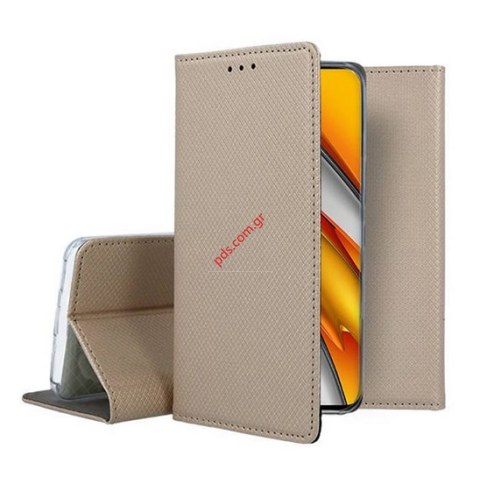 Θήκη Book Samsung A346F Galaxy A34 5G (2023) Gold σε χρυσό χρώμα Blister.