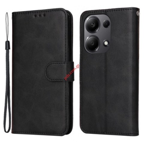 Θήκη Book Xiaomi Redmi Note 13 Pro 4G / Poco M6 Pro 4G Black wallet stand σε μαύρο χρώμα Θήκη Book Xiaomi Redmi Note 13 Pro 4G / Poco M6 Pro 4G Black wallet stand σε μαύρο χρώμα