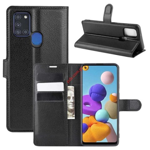Θήκη flip Book Samsung A217F Galaxy A21s (2020) Black σε μαύρο χρώμα Blister.