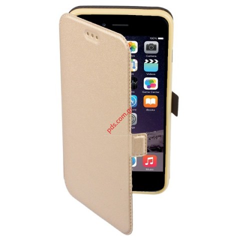 Θήκη Flip Book Stand Apple iPhone 6/6S Plus Gold σε χρυσό χρώμα (5.5 inch)