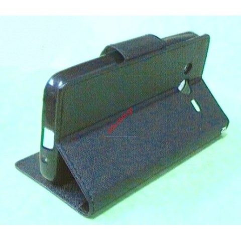 Θήκη flip book stand Guspery Black Samsung Galaxy Core 2 (G355) Mercury σε μαύρο χρώμα με μαγνητικο πλαινο κουμπωμα.