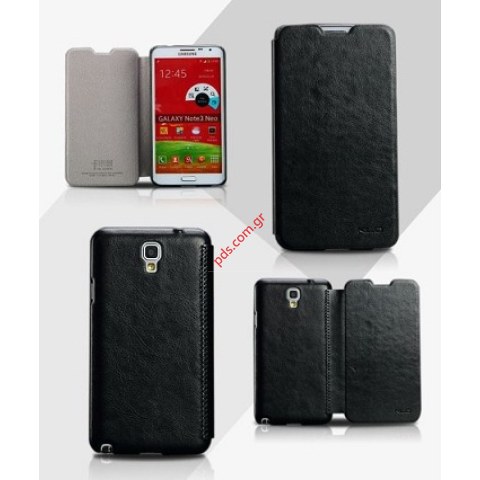 Θήκη με πορτάκι Samsung N7505 Galaxy Note 3 Neo Black σε μαύρο χρώμα