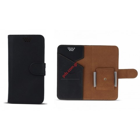 Θήκη με πορτάκι τύπου βιβλίου για συσκευές Smartphone απο 4.5 εως 5 ιντσών Black σε μαύρο χρώμα