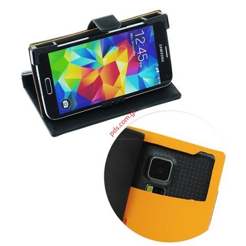 Θήκη με πορτάκι τύπου βιβλίου για συσκευές Smartphone απο 4.7 εως 5.3 ιντσών Black σε μαύρο χρώμα