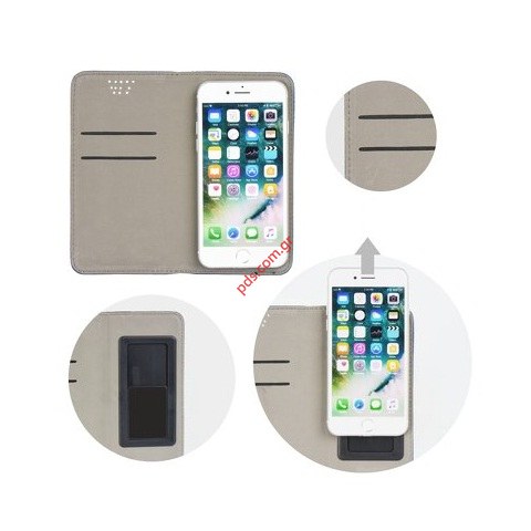 Θήκη με πορτάκι τύπου βιβλίου για συσκευές Smartphone απο 5 εως 5.5 ιντσών Black σε μαύρο χρώμα