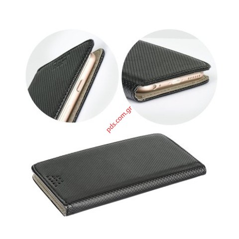 Θήκη με πορτάκι τύπου βιβλίου για συσκευές Smartphone απο 5 εως 5.5 ιντσών Black σε μαύρο χρώμα