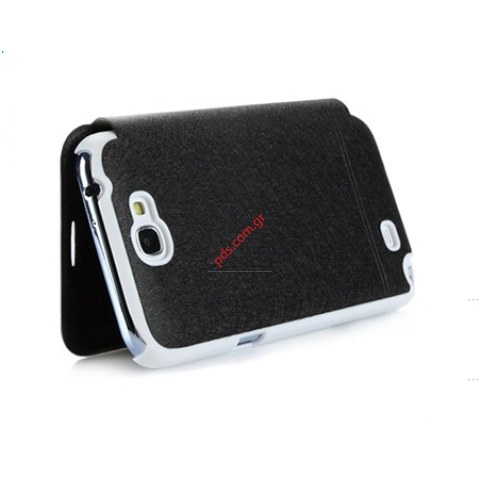 Θήκη με πορτάκι βιβλίο Samsung N7100 Black σε μαύρο χρώμα