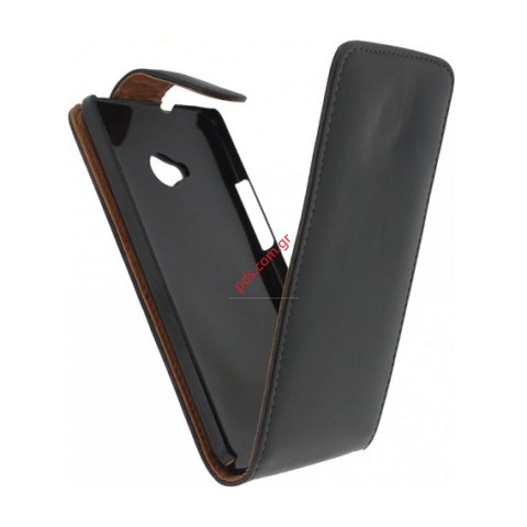 Θήκη προστασίας flip open Slim HTC ONE M7 Black σε μαύρο χρώμα