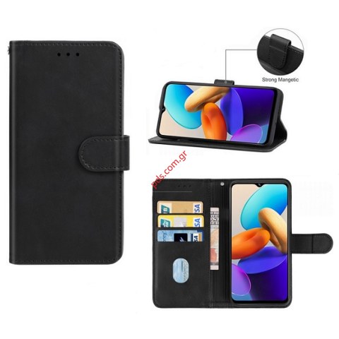 Θήκη τύπου βιβλίο Vivo Y35 Black book Clip σε μαύρο χρώμα Blister