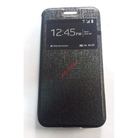 Θήκη τύπου βιβλίου fancy Samsung G800F Galaxy S5 Mini Wallet Diary Black σε μαύρο χρώμα