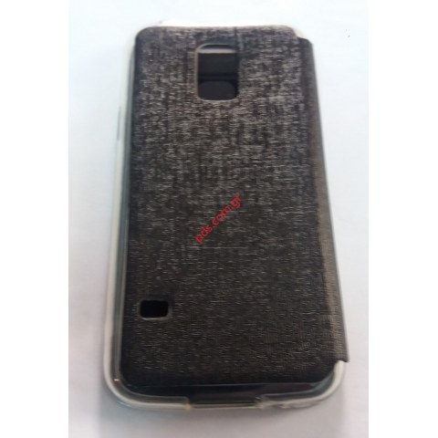 Θήκη τύπου βιβλίου fancy Samsung G800F Galaxy S5 Mini Wallet Diary Black σε μαύρο χρώμα