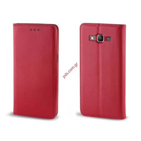 Θήκη τύπου βιβλίου Fuxia Red Samsung A320F Galaxy A3 2017 σε κόκκινο χρώμα