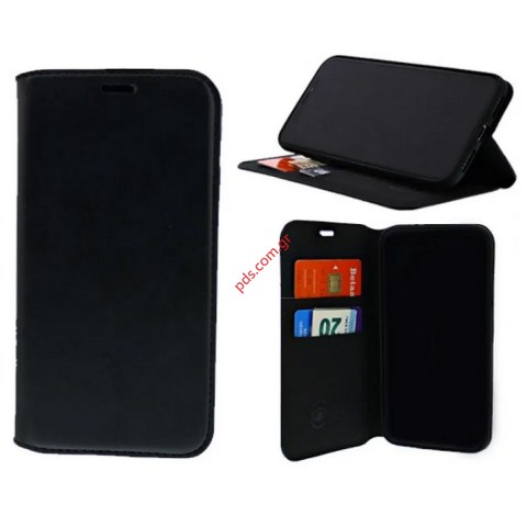 Θήκη τύπου βιβλίου Huawei Honor Play (COR-L29) Book Flip stand Wallet Black σε μαύρο χρώμα