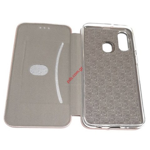 Θήκη τύπου βιβλίου μαγνητική Samsung A405F Galaxy A40 (2019) σε ρόζ/χρυσό χρώμα