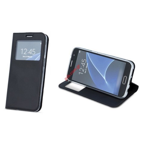 Θήκη τύπου βιβλίου με παράθυρο Samsung G975 Galaxy S10 Plus Wallet Diary Black Flip book stand σε μαύρο χρώμα Θήκη τύπου βιβλίου με παράθυρο Samsung G975 Galaxy S10 Plus Wallet Diary Black Flip book stand σε μαύρο χρώμα