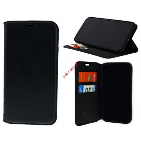 Θήκη τύπου βιβλίου OnePlus 7 Pro Black Flip book wallet stand σε μαύρο χρώμα