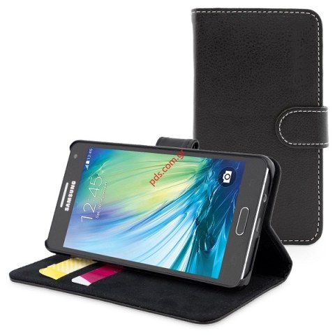 Θήκη τύπου βιβλίου Samsung A500F Galaxy A5 (2015) Black Flip book wallet σε μαύρο χρώμα