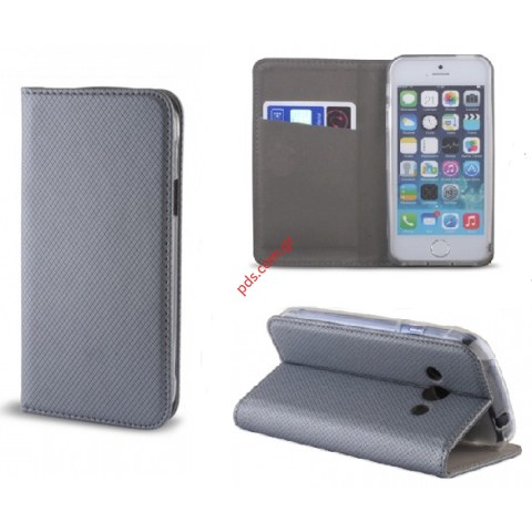 Case Flip Book Samsung J330F Galaxy J3 (2017) Wallet Magnet Grey Steel Case Flip Book Samsung J330F Galaxy J3 (2017) Wallet Magnet Grey Steel